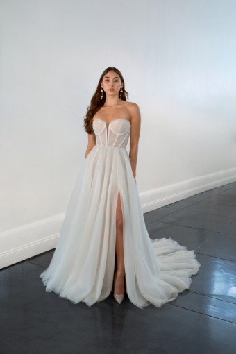 Martina Liana 1497 | Martina Liana #0 default (IVRM-PL) Ivory Tulle & Royal Organza ov Rum Gown w PLN Tulle Plunge thumbnail