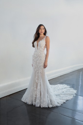 Martina Liana 1440 | Martina Liana #1 (IVRM-PL) Ivory Lace & Tulle over Rum Gown w Porcelain Tulle Illusion thumbnail