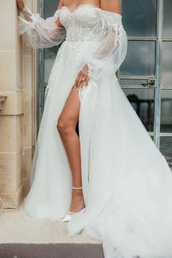 Essense of Australia D3787 | Essense of Australia #2 (IV-RUM) IVORY LACE TULLE AND ROYAL ORGANZA OVER RUM GOWN thumbnail