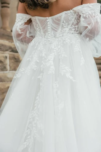 Essense of Australia D3787 | Essense of Australia #3 default (IV-RUM) IVORY LACE TULLE AND ROYAL ORGANZA OVER RUM GOWN thumbnail