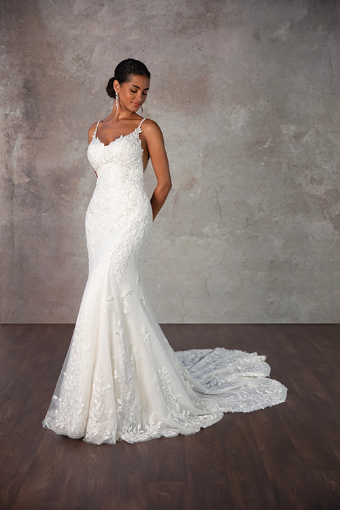 Essense of Australia D4223 | Essense of Australia #0 default (IVIV-PL) Ivory Lace & Tulle over Ivory Gown w Porcelain Tulle Illusion thumbnail