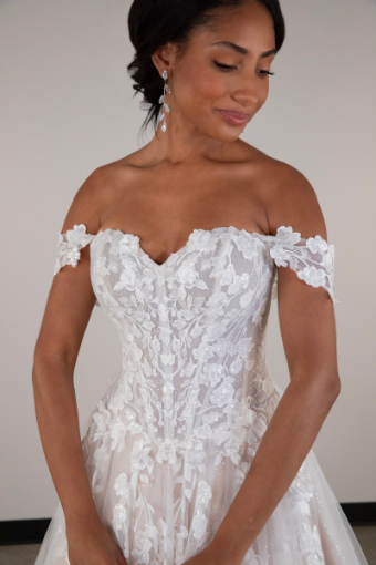 Essense of Australia D4106 | Essense of Australia #2 (IV-BC) Ivory Lace Tulle & Biscotti Regal Organza over Biscotti Gown thumbnail