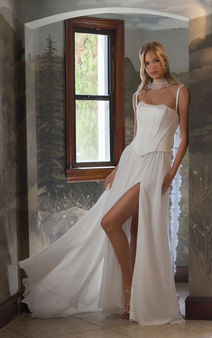 strapless lace dress white The Betty in Chantilly 12 / White Chantilly Lace Size:10_XL SS-26 Long Sleeve High Neck Made from our embroidered