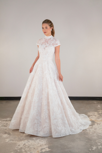 Essense of Australia D4028| Essense of Australia #0 default (IV-IV) IVORY LACE AND REGAL ORGANZA OVER IVORY GOWN thumbnail